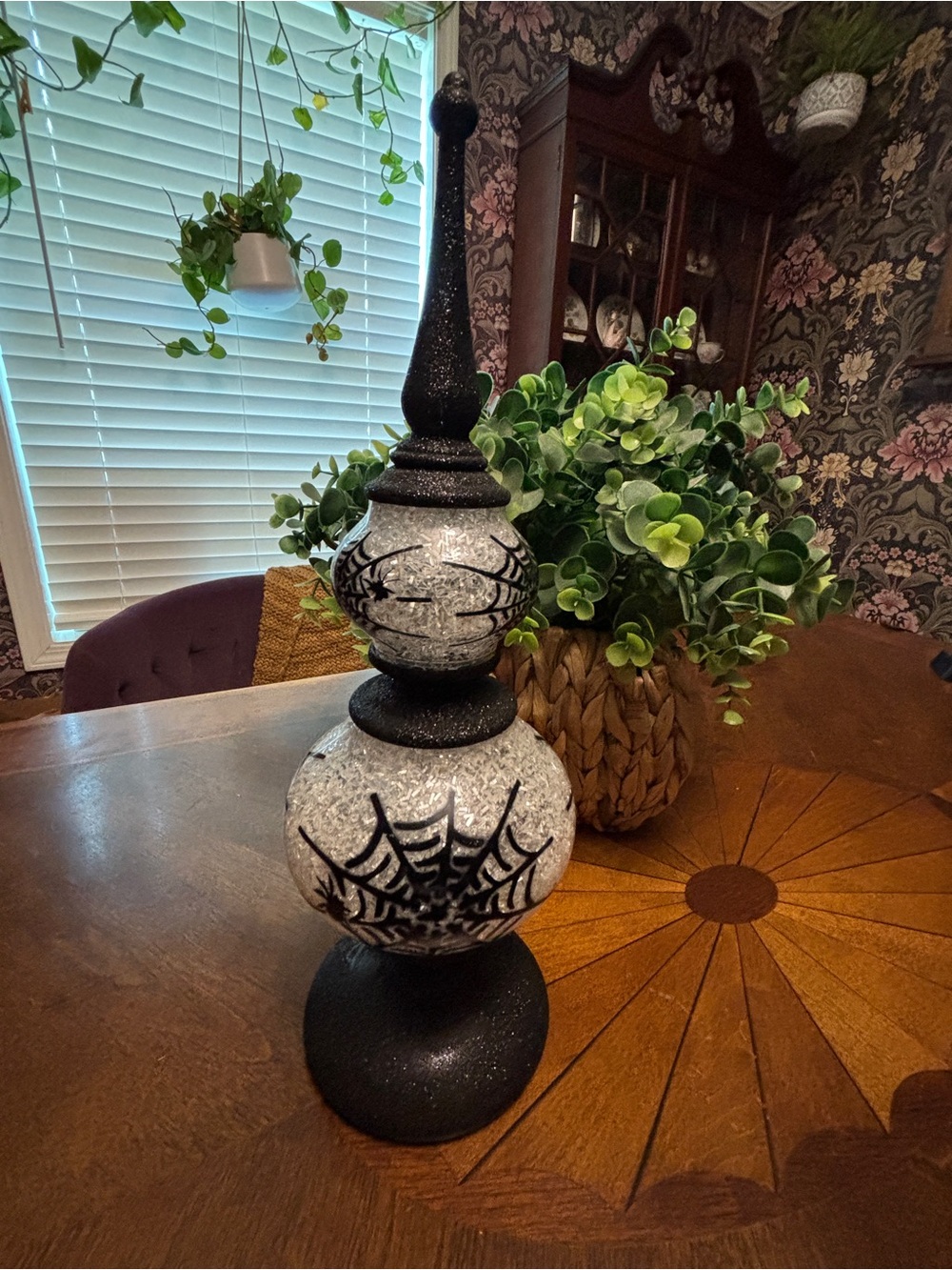 Witch’s Hallow Lit Spider Finial Battery Powered Accent Light
